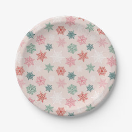 Multicolored snowflake pattern – winter christmas pappteller