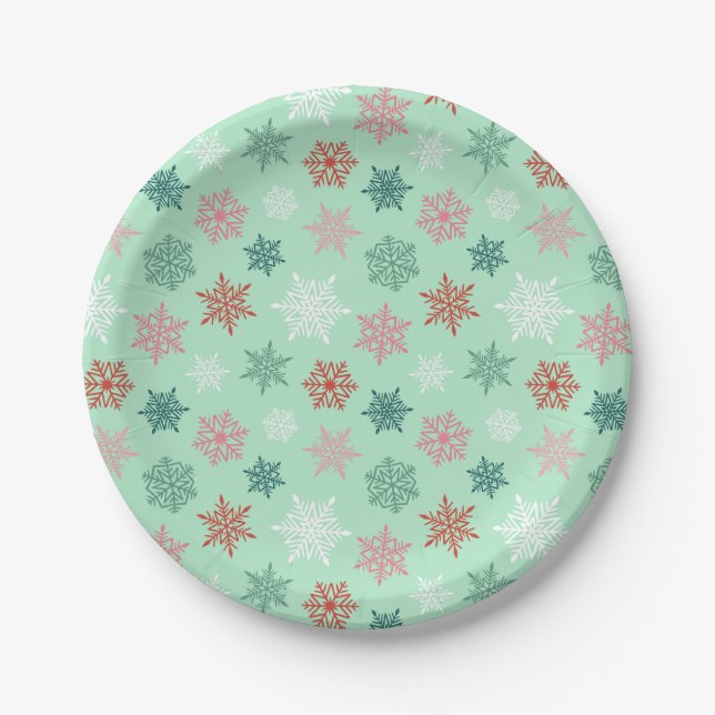 Multicolored snowflake pattern – winter christmas pappteller (Vorderseite)