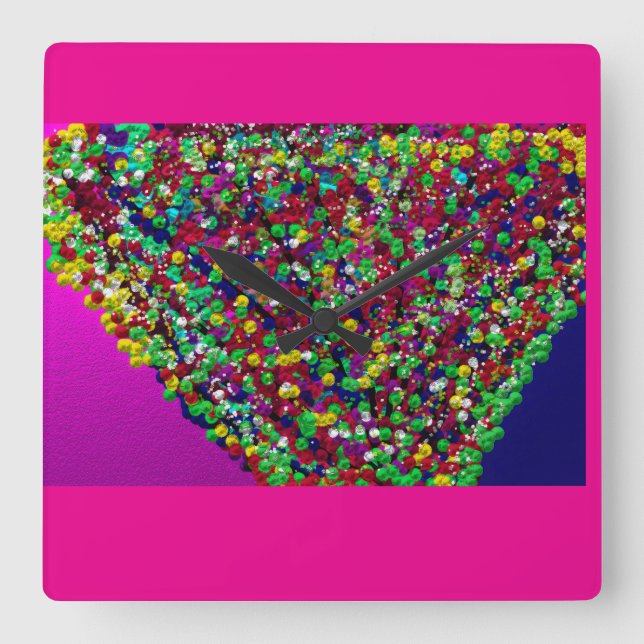 Multicolored Tree Between Worlds Quadratische Wanduhr (Vorderseite)