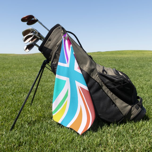 Multicolored Union Jack/Flag Design Golfhandtuch (Gras)