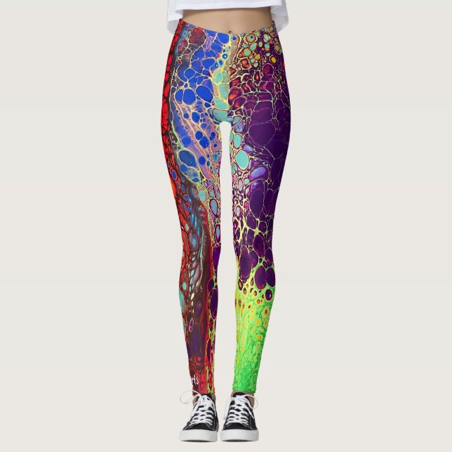 MULTICOLORIERTE ABSTRAKTE VERSCHMUTZUNG LEGGINGS (Vorderseite)