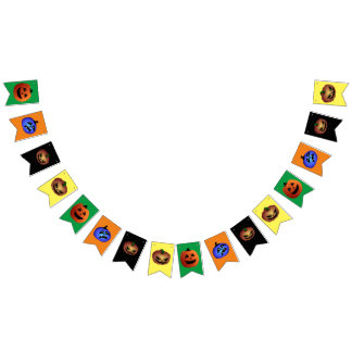 Multicoloured Halloween Girlande scary Pumpkins  Wimpelkette