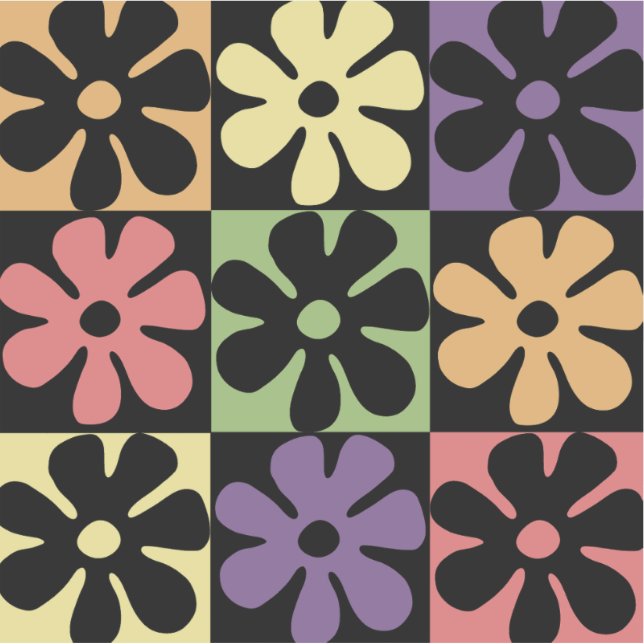 Multifarbige Retro Daisies der 1970er Jahre Aufkleber (Vorderseite)