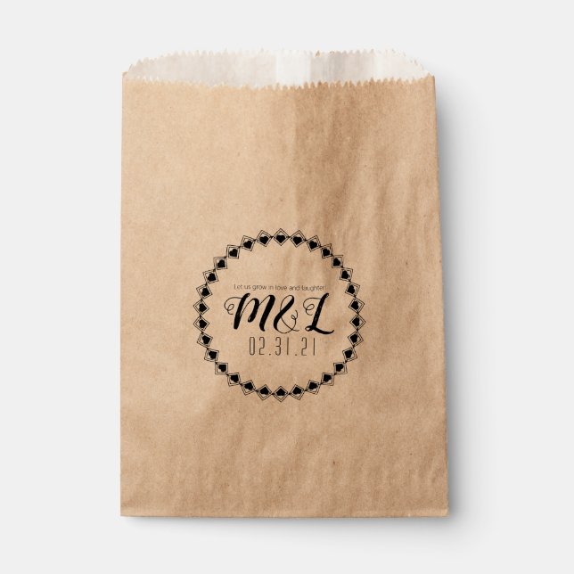 Multiherz-Geo-dekorative Circular Wedding-Logo Geschenktütchen (Vorderseite)
