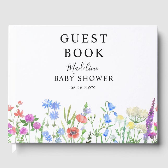 Multihued Wildflower Baby Shower Celebration Gästebuch (Vorderseite)