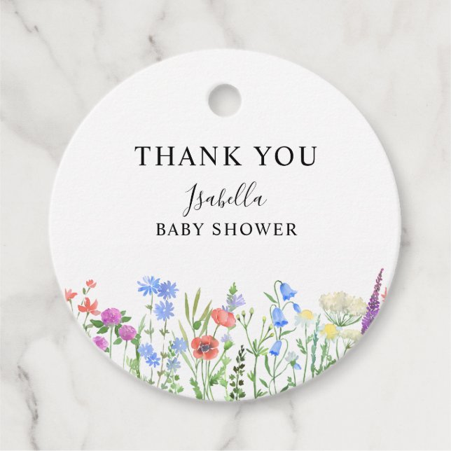 Multihued Wildflower Baby Shower Celebration Geschenkanhänger (Vorderseite)