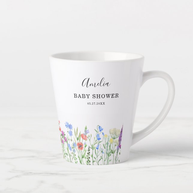 Multihued Wildflower Baby Shower Celebration Milchtasse (Rechts)