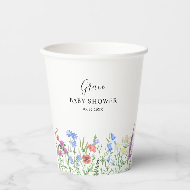 Multihued Wildflower Baby Shower Celebration Pappbecher (Vorderseite)