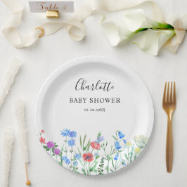 Multihued Wildflower Baby Shower Celebration Pappteller