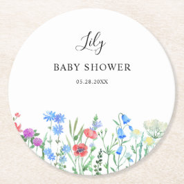 Multihued Wildflower Baby Shower Celebration Runder Pappuntersetzer
