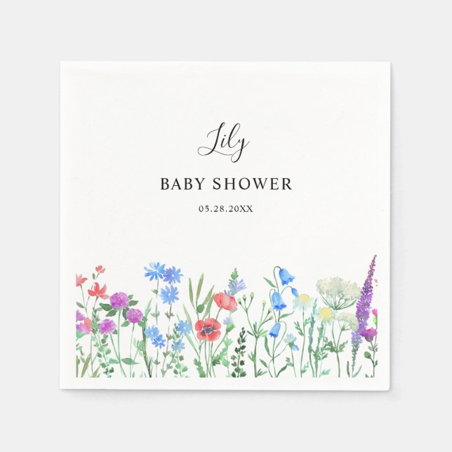 Multihued Wildflower Baby Shower Celebration Serviette (Vorderseite)