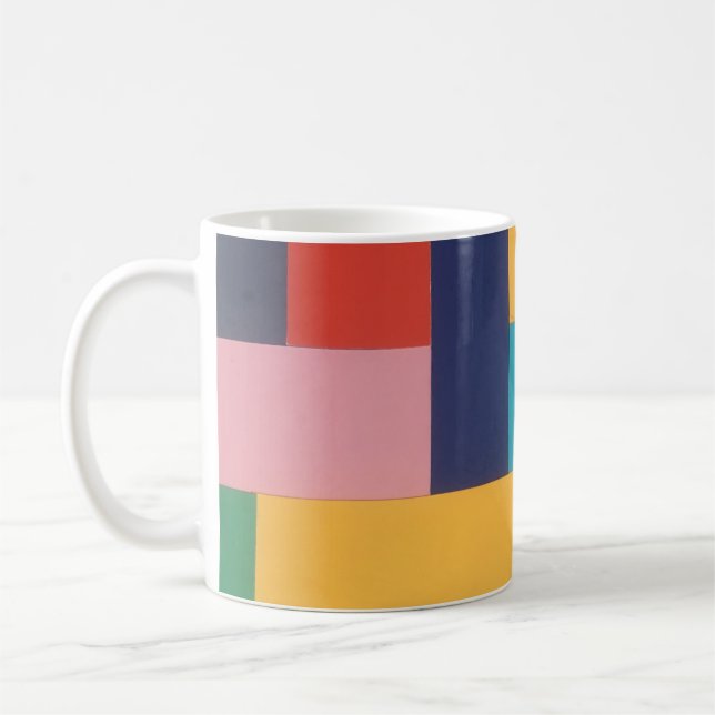 Multikolorale geometrische abstrakte Collage Kaffeetasse (Links)