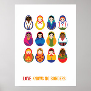 Multikulturelle Verschachtelungs-Puppen-Liebe Poster