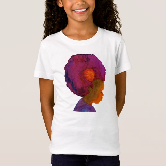 Multikultureller rosa Afro-Silhouette-Mädchen-T - T-Shirt (Vorderseite)