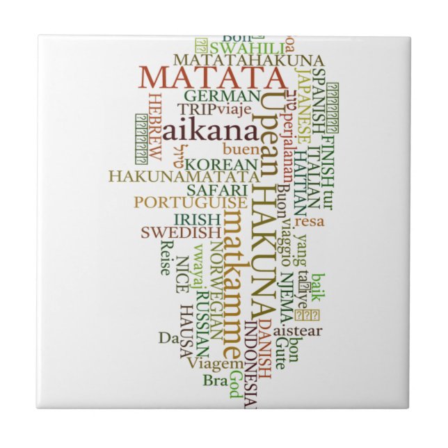 Multilingual Hakuna Matata Global Word Cloud Art Fliese (Vorderseite)