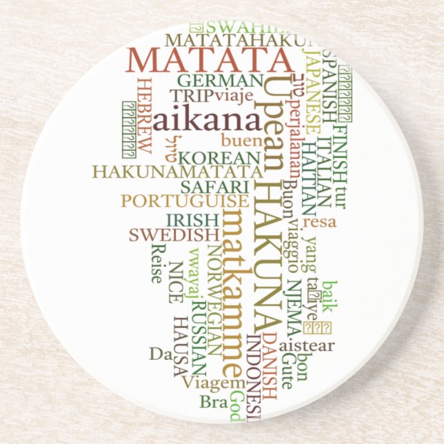 Multilingual Hakuna Matata Global Word Cloud Art Getränkeuntersetzer (Vorne)