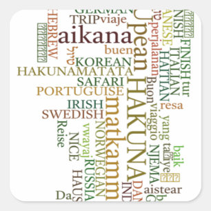Multilingual Hakuna Matata Global Word Cloud Art Quadratischer Aufkleber