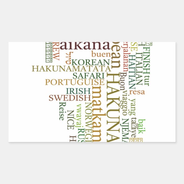 Multilingual Hakuna Matata Global Word Cloud Art Rechteckiger Aufkleber (Vorderseite)