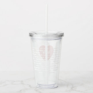 Multilingual Liebe Acrylic Tumbler Dusty Pink Acryltrinkbecher