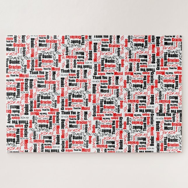 Multilingual Typography Thank You Red Black (Horizontal)