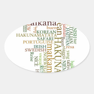 Multilinguale Hakuna Matata Globale Wortwolken-Kun Ovaler Aufkleber