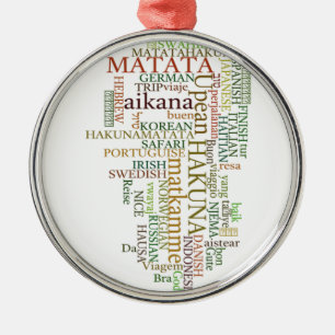 Multilinguales Hakuna Matata Globales Wortwolken-K Ornament Aus Metall