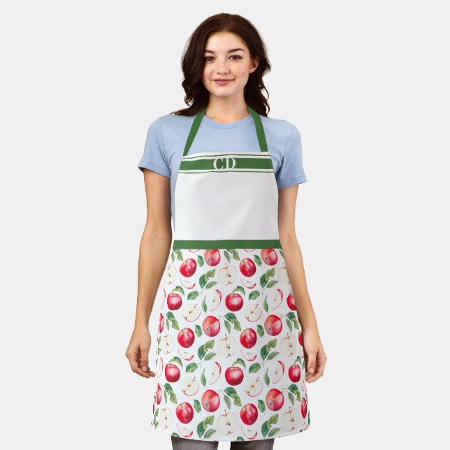 Multimedia-Monogramm mit rotem Apple Orchard Schürze (Getragen)