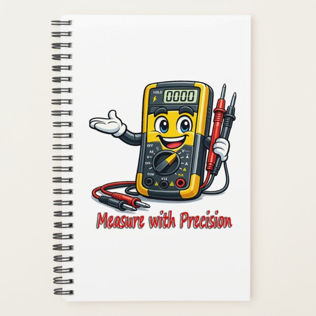 Multimeter Cartoon Messen mit Präzision Notizbuch Planer (Vorderseite)