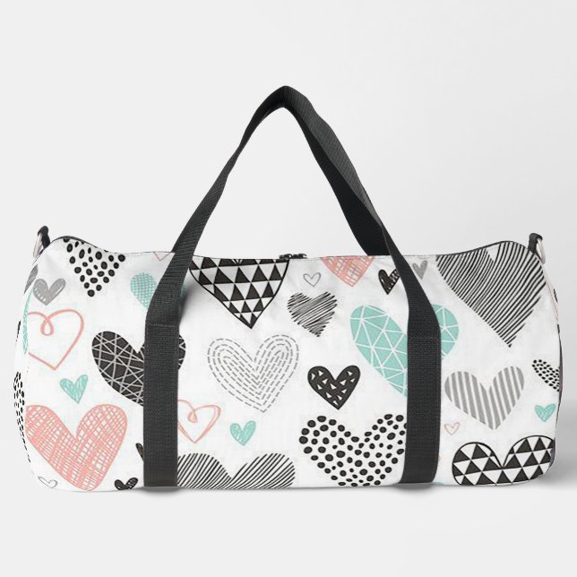 Multimuster-Herz Duffle Bag (Vorderseite)