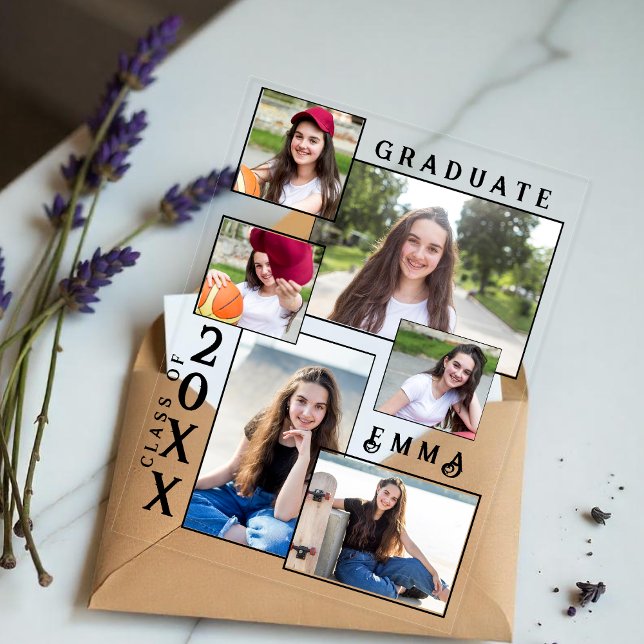 Multiphoto Acrylique 2025 Faire-part de graduation (Multi Photo Acrylic 2025 Graduation Announcement)