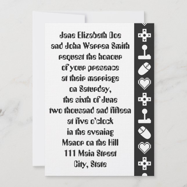Multiplayer-Modus im Schwarzen Hochzeitsempfang Einladung (Vorderseite)