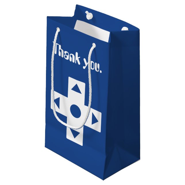 Multiplayer-Modus in blauer Geschenktasche Kleine Geschenktüte (Vorderseite Schrägansicht)