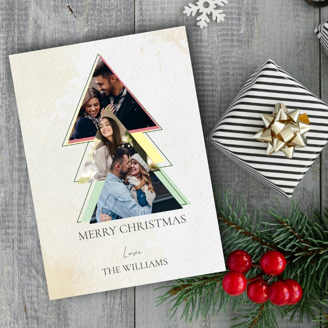 Multiple Foto Tree Frohe Weihnachtskarte (Multiple Photo Tree Merry Christmas Holiday Card)