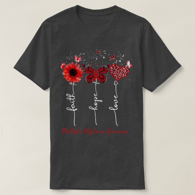 Multiple Myelom Awareness Faith Hope Liebe Leopard T-Shirt (Design vorne)