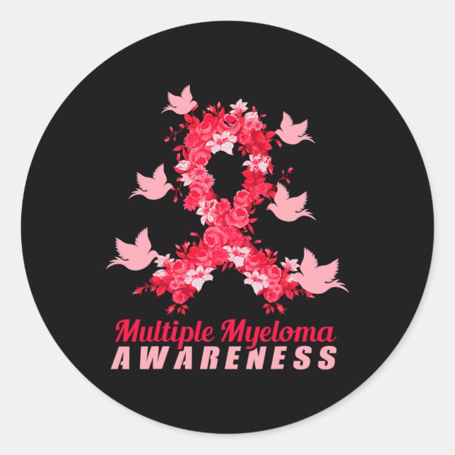 Multiple Myelom Awareness Support Birds Runder Aufkleber (Vorderseite)