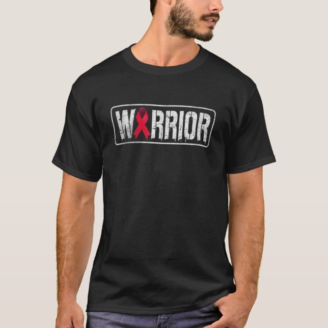 Multiple Myeloma Awareness Warrior Burgundy Red Ri T-Shirt (Vorderseite)