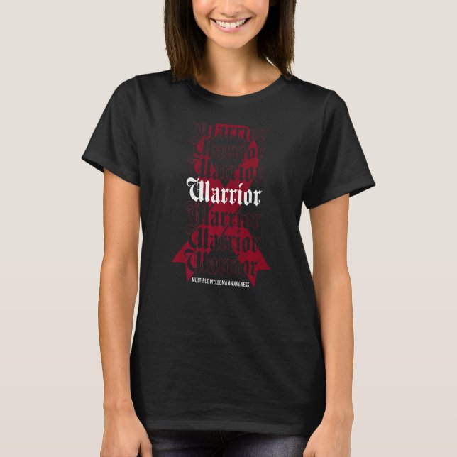 Multiple Myeloma Awareness Warrior Burgundy Ribbon T-Shirt (Vorderseite)