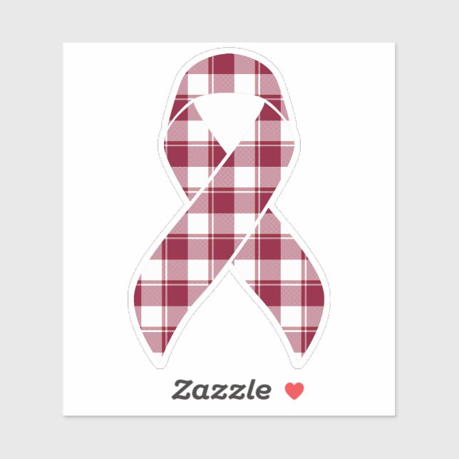 Multiple Myeloma Cancer Awareness Plaid Burgundy Aufkleber (Blatt)