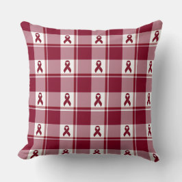 Multiple Myeloma Cancer Awareness Plaid Burgundy Kissen
