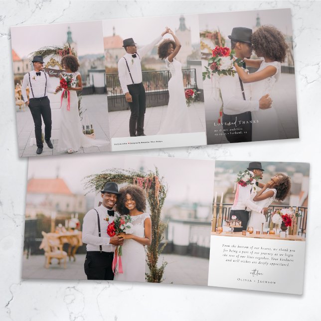 Multiple Photo Wedding Trifold Thank You Card Dreifach Gefaltete Ankündigung (Von Creator hochgeladen)