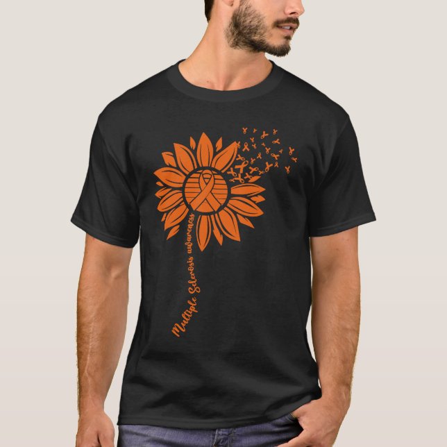 Multiple Sclerosis Awareness Orange Sunflower MS W T-Shirt (Vorderseite)