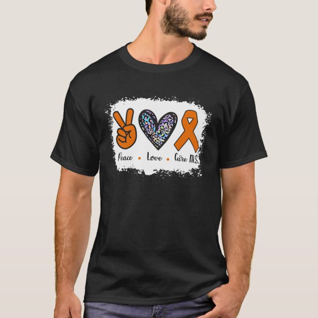 Multiple Sclerosis MS Peace Love Cure MS Leopard H T-Shirt (Vorderseite)
