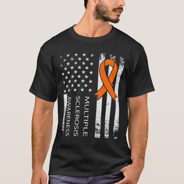 Multiple Sklerose Awareness American Flag Retro T-Shirt (Vorderseite)