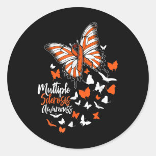 Multiple Sklerose Awareness Butterfly Orange Ribb Runder Aufkleber