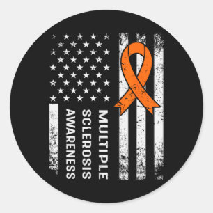Multiple Sklerose Awareness Orange Ribbon 2 Runder Aufkleber