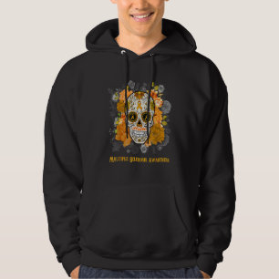 Multiple Sklerose-Bewusstseins-Blumen-Schädel Oran Hoodie