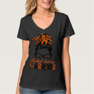 Multiple Sklerose Kriegerin Frauen Brille Messy Bu T-Shirt