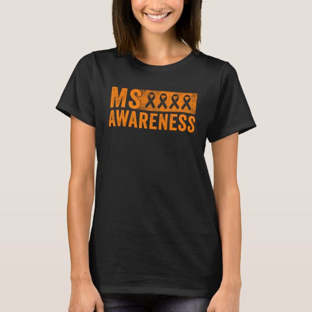 Multiple Sklerose Orange Ribbon Männer Frauen Awar T-Shirt (Vorderseite)