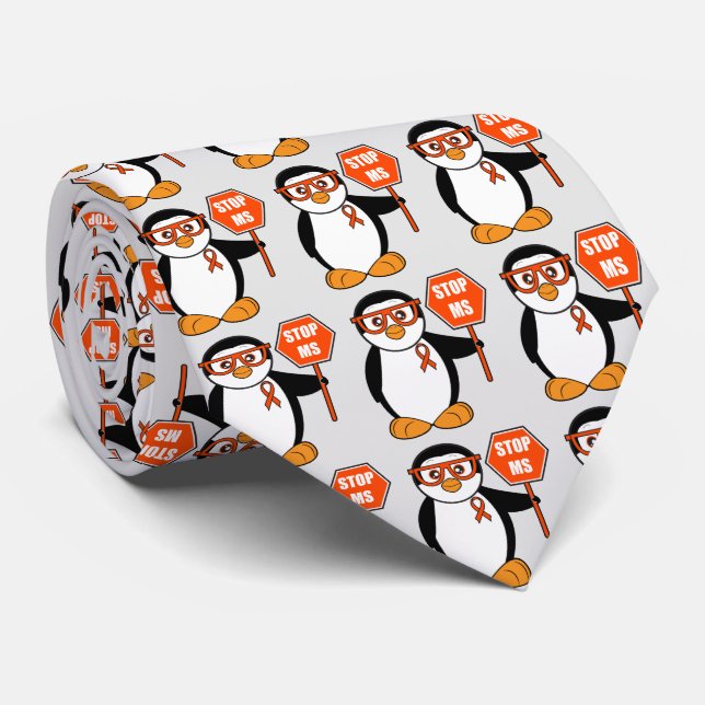 Multiple Sklerose: Pinguin mit einem Stoppschild Krawatte (Gerollt)