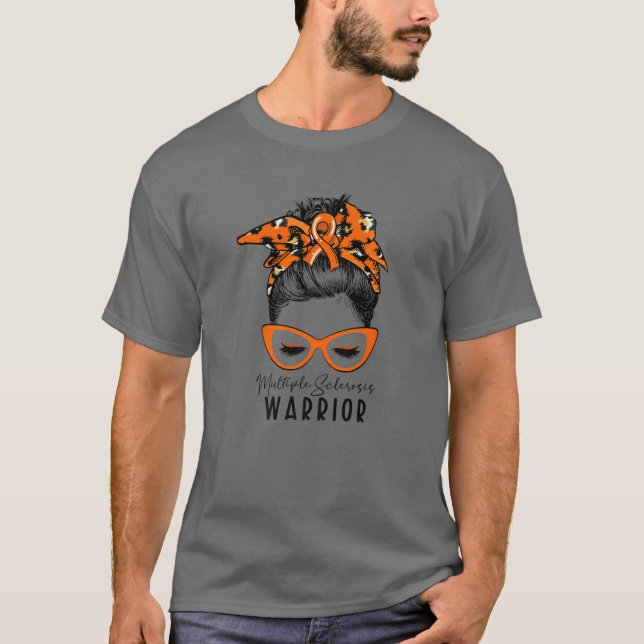 Multiple Sklerose Warrior Leopard Messy Bun MS Wa T-Shirt (Vorderseite)